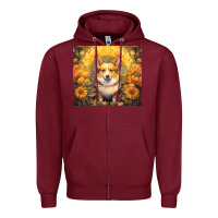 Burgundy pembroke welsh corgi Zipper Hoodie - Unal Design
