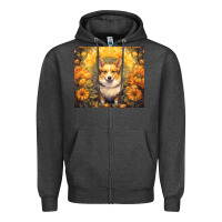 Charcoal Heather pembroke welsh corgi Zipper Hoodie - Unal Design