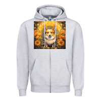 Heather Grey pembroke welsh corgi Zipper Hoodie - Unal Design