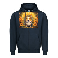 Navy pembroke welsh corgi Zipper Hoodie - Unal Design