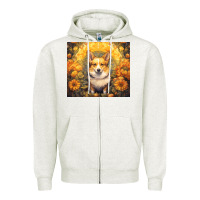 Oatmeal Heather pembroke welsh corgi Zipper Hoodie - Unal Design