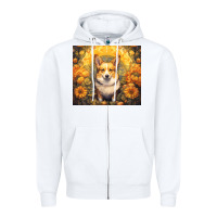White pembroke welsh corgi Zipper Hoodie - Unal Design
