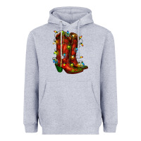 Heather Grey christmas western boots with lights Heavyweight Hoodie - RanaPortraitStore
