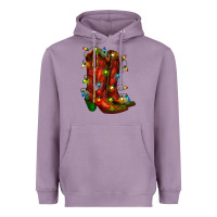 Lavender christmas western boots with lights Heavyweight Hoodie - RanaPortraitStore