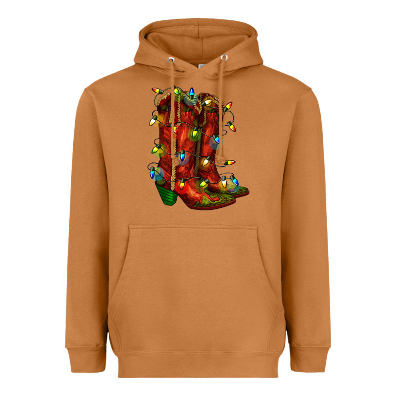 Christmas Western Boots With Lights Heavyweight Hoodie by RanaPortraitStore | Teevron
