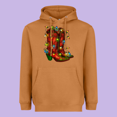 Christmas Western Boots With Lights Heavyweight Hoodie Designed By Ranaportraitstore