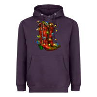 Plum christmas western boots with lights Heavyweight Hoodie - RanaPortraitStore