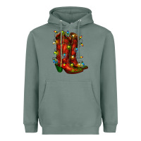 Sage christmas western boots with lights Heavyweight Hoodie - RanaPortraitStore