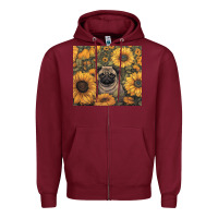 Burgundy pug Zipper Hoodie - Unal Design
