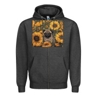 Charcoal Heather pug Zipper Hoodie - Unal Design