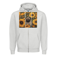 Dove Grey pug Zipper Hoodie - Unal Design
