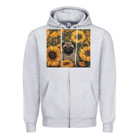Heather Grey pug Zipper Hoodie - Unal Design