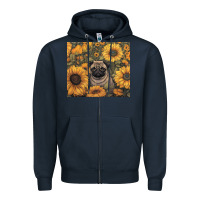 Navy pug Zipper Hoodie - Unal Design