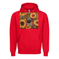 Red pug Zipper Hoodie - Unal Design