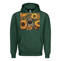 Sports Green pug Zipper Hoodie - Unal Design