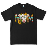 Black Western Baby Calf Mom With Sunflower Premium Tee - LillyAllenDesigns