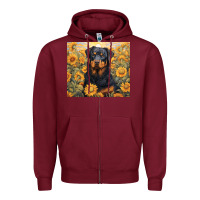 Burgundy rotweiler Zipper Hoodie - Unal Design