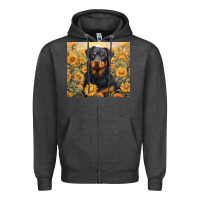 Charcoal Heather rotweiler Zipper Hoodie - Unal Design