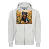 Dove Grey rotweiler Zipper Hoodie - Unal Design