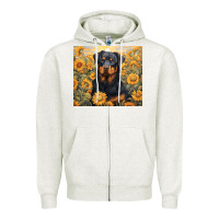 Oatmeal Heather rotweiler Zipper Hoodie - Unal Design