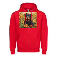 Red rotweiler Zipper Hoodie - Unal Design