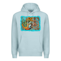 Blue Mist western wooden wheel cowboy boots Premium Hoodie - AdoDesignShop