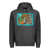 Charcoal Heather western wooden wheel cowboy boots Premium Hoodie - AdoDesignShop
