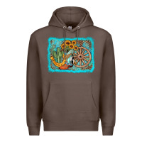 Coffee western wooden wheel cowboy boots Premium Hoodie - AdoDesignShop