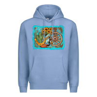 Colony Blue western wooden wheel cowboy boots Premium Hoodie - AdoDesignShop