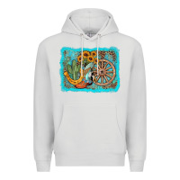 Dove Grey western wooden wheel cowboy boots Premium Hoodie - AdoDesignShop