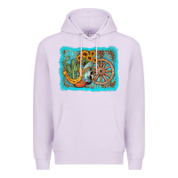 Lilac western wooden wheel cowboy boots Premium Hoodie - AdoDesignShop