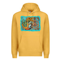 Mustard western wooden wheel cowboy boots Premium Hoodie - AdoDesignShop