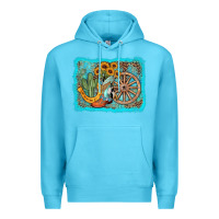 Ocean Blue western wooden wheel cowboy boots Premium Hoodie - AdoDesignShop