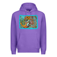Purple western wooden wheel cowboy boots Premium Hoodie - AdoDesignShop