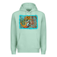 Seafoam western wooden wheel cowboy boots Premium Hoodie - AdoDesignShop