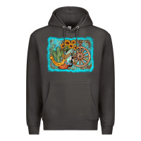 Smoke western wooden wheel cowboy boots Premium Hoodie - AdoDesignShop