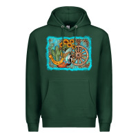 Sports Green western wooden wheel cowboy boots Premium Hoodie - AdoDesignShop