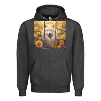 Charcoal Heather samoyed Zipper Hoodie - Unal Design