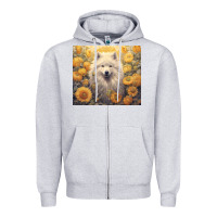 Heather Grey samoyed Zipper Hoodie - Unal Design