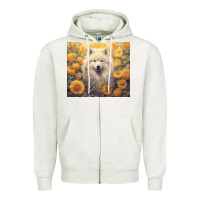 Oatmeal Heather samoyed Zipper Hoodie - Unal Design