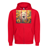 Red samoyed Zipper Hoodie - Unal Design