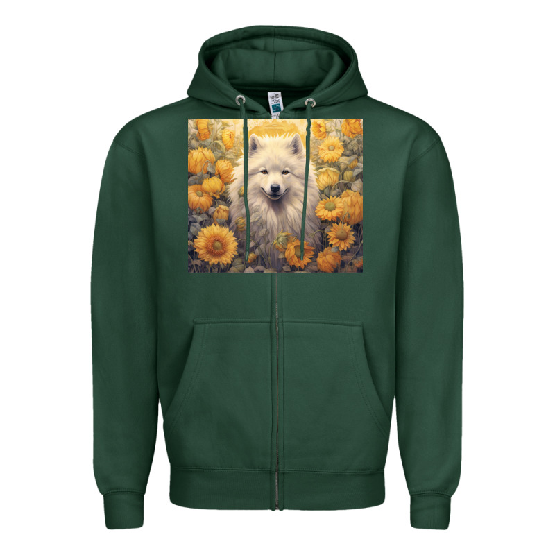 Samoyed Zipper Hoodie by Unal Design | Teevron