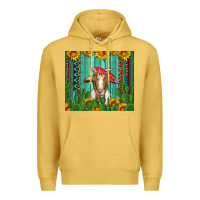 Antique Gold goat with sunflower and cactus Premium Hoodie - Artiststas