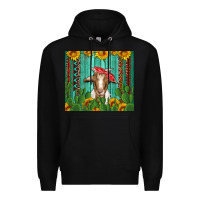 Black goat with sunflower and cactus Premium Hoodie - Artiststas