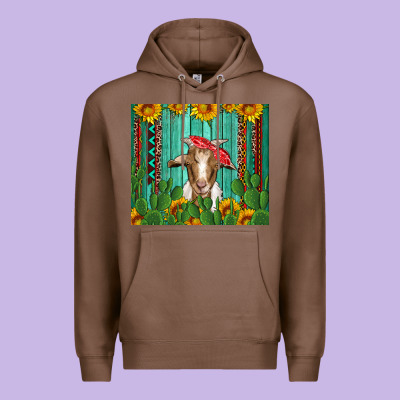Goat With Sunflower And Cactus Premium Hoodie Designed By Artiststas