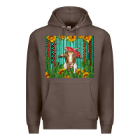 Coffee goat with sunflower and cactus Premium Hoodie - Artiststas
