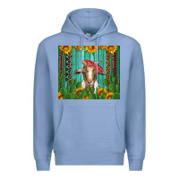Colony Blue goat with sunflower and cactus Premium Hoodie - Artiststas