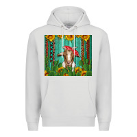 Dove Grey goat with sunflower and cactus Premium Hoodie - Artiststas