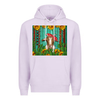 Lilac goat with sunflower and cactus Premium Hoodie - Artiststas