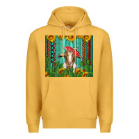 Mustard goat with sunflower and cactus Premium Hoodie - Artiststas